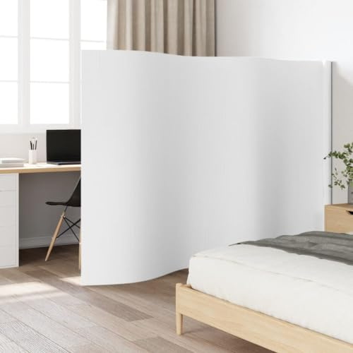 Myheimly Paravent Raumteiler Paravent Trennwand Spanische Wand Vlies-Rückseite Sichtschutz Bambusmatte Flexibel Stellwand Bambus Weiß 165x400 cm Bambus