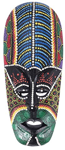 Lonrtesw Wooden Mask Wall Hanging Solid Wood Carving Painted Wall Decor Bar Home Decorations African Totem Mask Crafts A