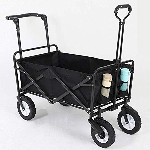 QZQJUILU Klappbarer Wagen, Gartenwagen, zusammenklappbarer Handwagen mit Bremsen, ideal für Festivals/Camping