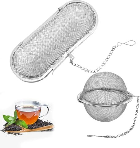 2 Stück Gewürzkugel,Gewürzei,Teesieb Gewürzsieb Teeei,Groß Mitkochen Tea Zum Infuser,Tee Ball Edelstahl,Ei Fein Filter Form für Kräutersieb,Teaballs Kräutersäckchen Kugelförmige Tasse,Teeballs