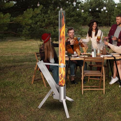 CTSC Riscaldatore a pellet per esterni, per patio, con tubo di vetro da 100 x 8 cm, aggiunge spazio luce e atmosfera per portico, terrazza, giardino e cortile