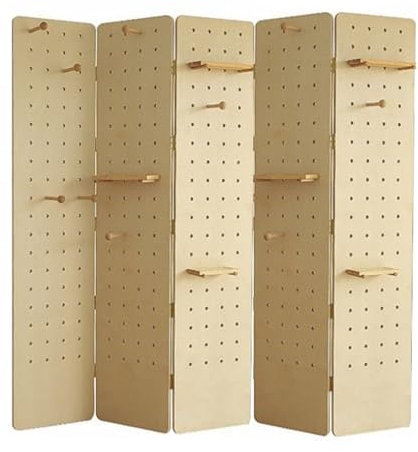 CVERTHAF Mampara divisoria de Tablero Perforado, Panel Divisor de ambientes de Tablero Perforado Plegable, Pared divisoria de ambientes con Estante de Almacenamiento, para joyería, Bazar, Dormitorio