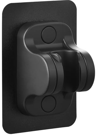 Voolan Self-Adhesive Shower Holder - Adjustable Waterproof Holder for Handheld Showerheads, Strong Adhesion, No Drilling Needed for Wall Mount (Matte Black)