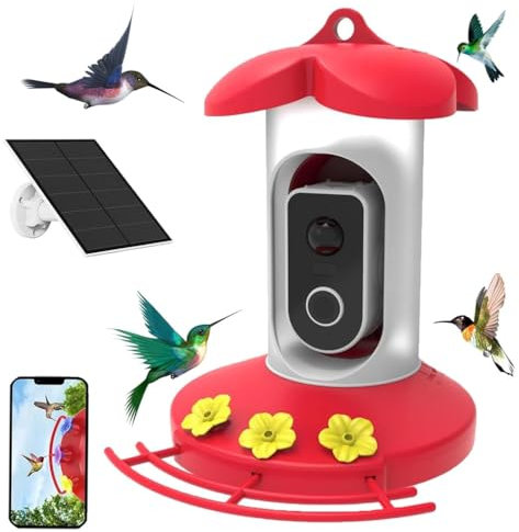 Smart Bird Feeders with Camera for Outside, Vogel-Futterhaus mit Kamera, Solarenergie, Automatische HD-Video- und Fotoaufnahmen von Vögeln, Futterspender für Garten