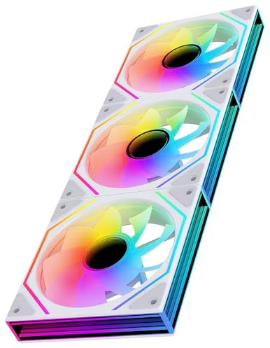 Jungle Leopard Prism 6 MAX X3 - Ventilador ARGB para PC de 120 mm, espejo infinito de 3 lados y efecto de luz de espejo infinito, 800-1850±10% RPM 120 mm PWM para carcasa de PC (reverso blanco)