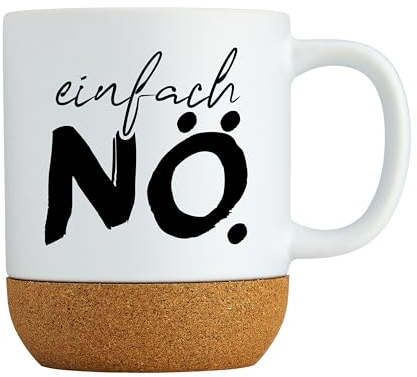 Lustige Tasse mit Spruch – einfach NÖ. – Witzige Kaffeetasse mit Korksockel – Geschenkidee für Kollegin, Freund oder Chef