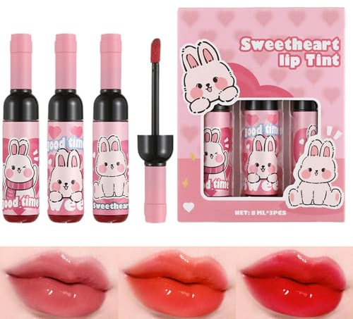 Kustimantu Mancha de delineador de labios, juego de brillo de labios - Conjunto de manchas de labios pigmentadas de 3 colores,Suministros de belleza, forma de botella de vino, maquillaje diario de