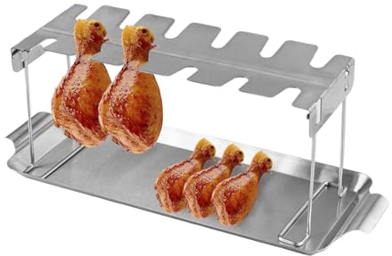 JINGLING Grille de cuisson en acier inoxydable pour pilons de poulet et fumoir, support en acier inoxydable avec revêtement anti-adhésif, passe au lave-vaisselle, pour four, barbecue, garden-party