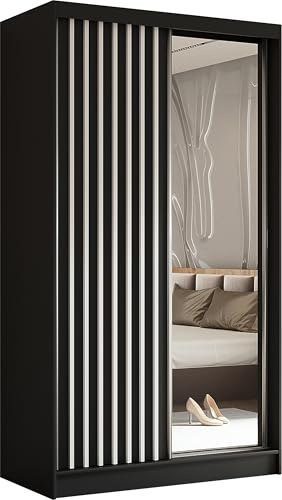 AXLIVING Cabinio Armoire moderne avec miroir Noir 120 cm