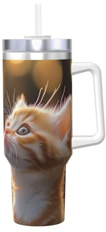 ZSUUGJ Cats 40oz Insulated Tumbler with Handle and Straw Lid Insulated Travel Mug, Coffee Cup, Reusable Water Bottle, Ideal for Car, Work, Gift