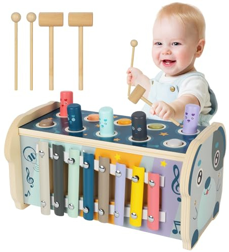 Giocattoli per la prima infanzia Giochi montessori adatti a bambini di età superiore a 1 anno, che combinano giochi a percussione, xilofono e cognizione digitale, la scelta per i regali di compleanno
