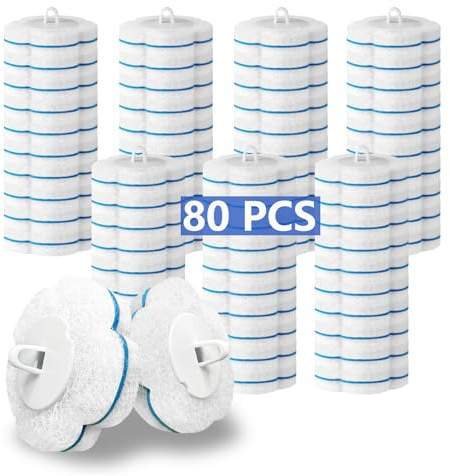 Ucaimao 80 PCS Disposable Toilet Cleaner Refills，Toilet Bowl Brush Refills Toilet Cleaning System Replacement Heads Cleaner Pads for Bathtub Wash Basin (Only Refills，Only Fits Ucaimao) - White
