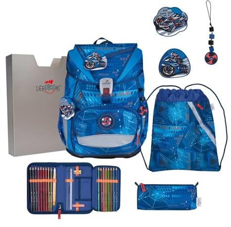 DerDieDas ErgoFlex Superlight Schulranzenset 5-teilig Turbo Speed blau