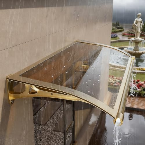 qodxcrfv Marquesina Puerta Exterior, Marquesina para Puerta de Entrada, Toldo Exterior de Policarbonato y Aluminio, Protección contra Lluvia, Nieve y Sol, Fácil Instalación(60×210cm)