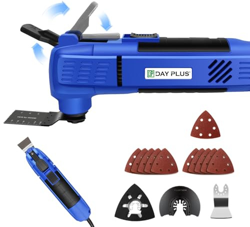 280W Oscillating Multi Tool, Angle 3 Degrees, Quick Change & Kickback Protection, 15 Pcs Accessories Make it a Details Sander, Cutter, Scraper, Grinder