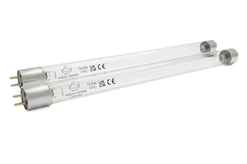 Aqua-Terra Lighting 8W T5 UVC Replacement Tube 2 Pack – 303mm Pond UV Bulb, 2 Pin Double Ended Germicidal Lamp for Pond Filters & UV Clarifiers – Clears Green Water Algae