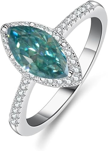 bague en diamant, Bague en moissanite for femme, taille marquise, argent sterling S925, diamant de laboratoire