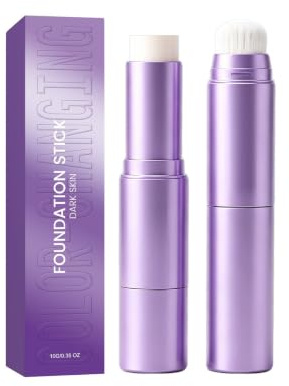 Color Changing Foundation Stick, 2-In-1 Foundation Stick Ab 50，Dunkel | 2-In-1-Design Mit Bürste, Automatische Farbanpassung, Natürlicher Glow, Schwereloses Gefühl, Langanhaltendes Make-Up