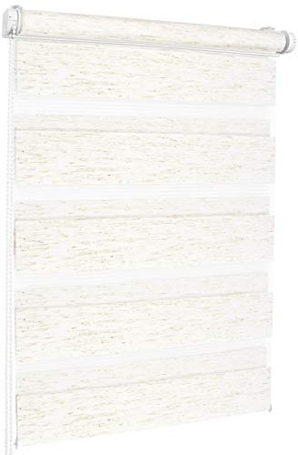 ROLLMAXXX Klemmfix Doppelrollo ohne Bohren 50 x 150 cm beige Melange | Duo Rollo Tag und Nacht für Fenster, Doppelrollo Klemmfix mit Seitenzug, Fenster Doppelrollo Lichtregulierung