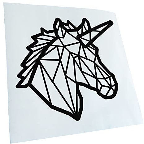 Kiwistar - Autoaufkleber - Polygon Einhorn Kopf - Schwarz - 11x10cm - Heckscheibe Auto Aufkleber wetterfest für Kfz LKW Mofa Truck - Sticker außen selbstklebend Tuning Zubehör für Fenster Fahrzeug