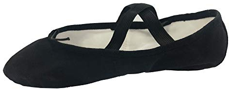 Danzcue Adult Canvas/Leather Ballet Shoes Split Sole Ballet Slippers for Women Dance Shoes, Black, 10.5M