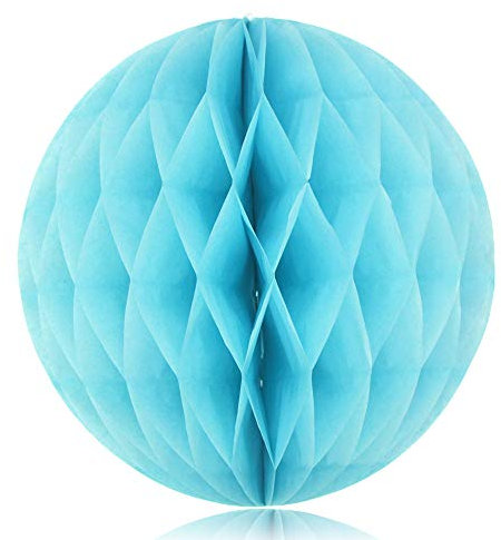 PLECUPE 10 Stück Hängendes Papier Pompoms Wabenball Kugel Dekobälle für Hochzeit Geburtstag Fest Partei, Schöne 20cm Seidenpapier Pompoms Blumen und Papierlaterne, Hellblau