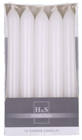 DONAU HOME Set di 10 candele a stelo lisce, in cartone, 17 x 2 cm, non profumate, cilindriche, per decorare il soggiorno, il bagno, 6 ore di combustione/candele