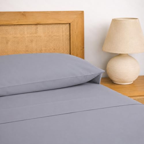 TRAMAS+ Sabanas 150x190 / 200cm 100% algodón, Suave y Traspirable, Juego de sábanas 4 Piezas, Sabana Bajera Ajustable, Encimera, 2 Fundas de Almohada 90x45cm, Certificado Oeko Tex- (Cama 150, Indigo)