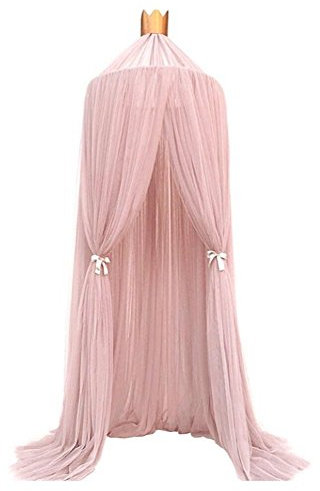 xtsfx Betthimmel Baldachin Babybett, 100% Polyester Gewebe Romantischer Baldachin, Moskitonetz für Kinder zum Lesen, Spielen, Zelt, Hängevorhang für Babys, Schlafzimmerdekoration (Pink)