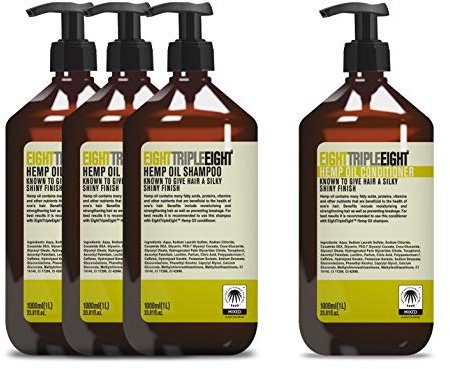 Eight Triple Eight Hemp Oil 3x Shampoo & 1x Conditioner 1L