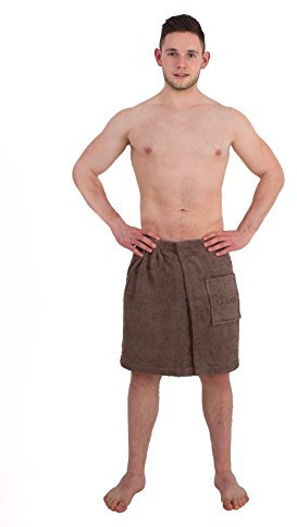 Julie Julsen Toalla para sauna para hombre (50 x 150 cm, cierre de velcro y goma, 100% algodón, funda de nogal)