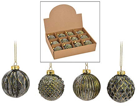 12 Weihnachtskugeln aus Glas – Ø 6 cm – Christbaumkugeln Set – Glaskugeln für Weihnachtsbaum – edle Tannenbaum Deko – klassisch, modern & elegant – Weihnachtsdeko Baumkugeln