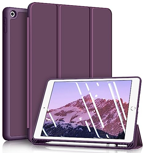 Fintie Hülle für iPad 9./8./7. Generation (10,2 Zoll, 2021/2020/2019) | Schutzhülle mit Stifthalter, Weiche Rückabdeckung, stoßfester Schutz & Auto Sleep/Wake für iPad 10.2 Zoll, Lila