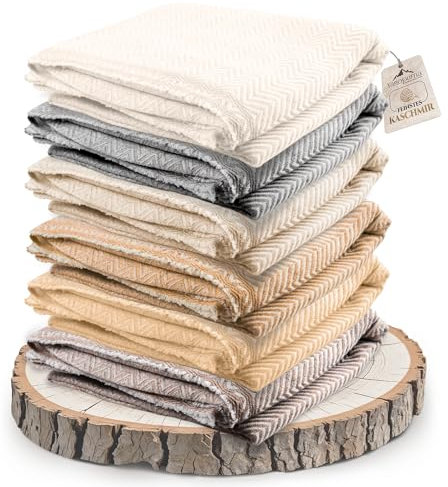 yanopurna Kaschmirdecke – handgewebte Sofaüberwurf Decke aus 100% Kaschmirwolle – 135 x 270 cm. Weiche und gemütliche Kuscheldecke mit Fischgrätenmuster für Couch und Stuhl – Hergestellt in Nepal