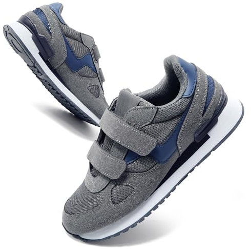 JOMIX Scarpe con Strappo Uomo Comode Ginnastica Tennis Camminata Passeggio Sneakers Senza Lacci SU8138 (Grigio Navy, 43)