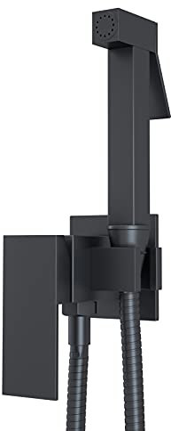 TVTIUO Pulverizador de Bidé para Inodoro, Portatil para Kit Ducha de Lavabo Bidet con Manguera WC,Multifunción Pulverizador,Monomando Agua Fría y Caliente,Negro