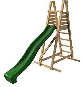 | MASGAMES | Toboggan Mola XL | Bois traité | Hauteur plateforme 150 cm | Ancrages inclus | Connecteur à tuyau |