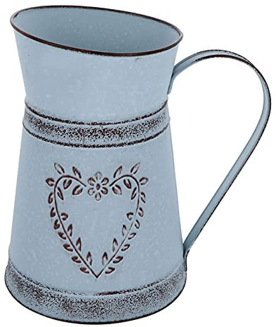 Holibanna Bauernhaus Pitcher Vase Shabby Chic Metallvase Galvanisierte Vase Rustikale Milchkugelvase Eimer für Home Office Decor 22Cm