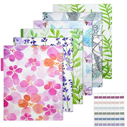 DECARETA 12 Stücke Trennblätter A4 Ordner PVC Trennlaschen Registerkarten 6 Motive Trennstreifen Ordnertrennblätter Index Binder Divider für Planner Notebook