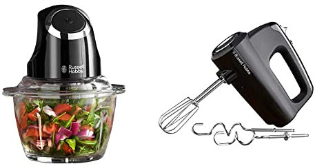 Russell Hobbs 24662 Desire Mini Chopper, Vegetable and Onion Chopper,Matte Black, 200 W & 24672 Desire Hand Mixer, Matte Black, 350 W