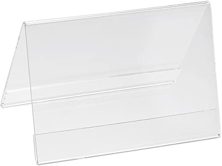 PATIKIL 4.68 x 3.12 Pulgadas Acrílico Escritorio Identificación Placa Soportes, 10uds Transparente Nombre Tienda Soportes, V Forma para Mesa Menú Tarjetero Soporte
