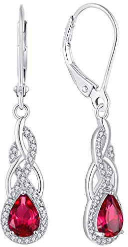 YL Unendlichkeit Knoten Tropfen Ohrringe 925 Sterling Silber 12 Geburtsstein Zirkonia Ohrringe für Damen