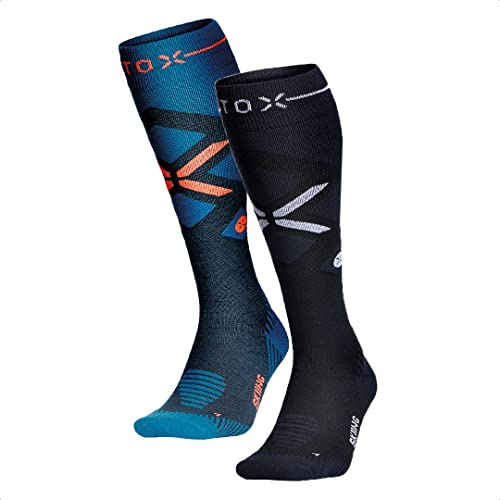 STOX Energy Socks Skisocken Herren, Merino Kompressionsstrümpfe | Ski und Snowboard Thermosocken, Klasse 2 Compression Socks Men, Thermo Socken, Kompressionssocken, Anti-Blasen, Nahtlos