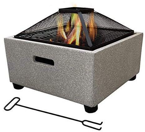 Brasero pour Jardin, brasero avec étagère de Grill 48 x 48 x 38 cm avec Base en oxyde de magnésium à la Mode et Artistique