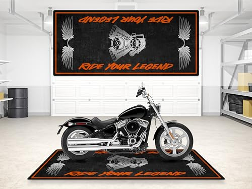 wibeart Tappetino per Motocicletta MPM per Ride Your Legend, Lavabile, Antiscivolo, Resistente all'olio e all'Acqua, per Garage, Showroom e Officina | Taglia 1 : 86.6 x 39.4/220 x 100 cm