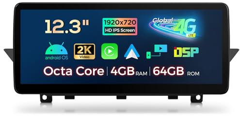 XTRONS 12.3 Zoll HD IPS Android 14 Autoradio Octa Core 4GB 64GB 4G LTE Car Play Android Auto Bluetooth GPS WLAN Optional DAB OBD TPMS DVR AHD Kamera Für BMW X1 E84(2009-2015) ohne Originalanzeige