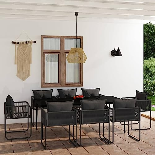 MNISDFL Gartenlounge - Tavolo da birra, 9 pezzi, colore: Nero
