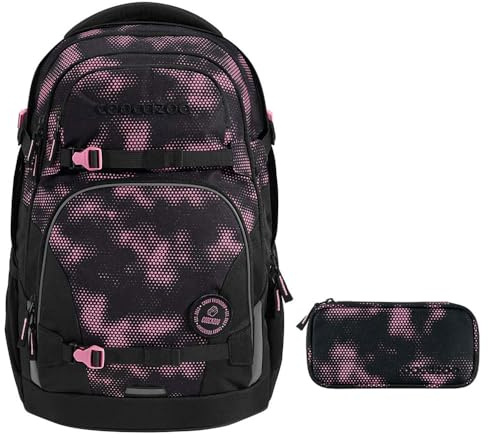 coocazoo PORTER Schulrucksack-Set 2tlg inkl. Schlamperbox (Pink Illusion)