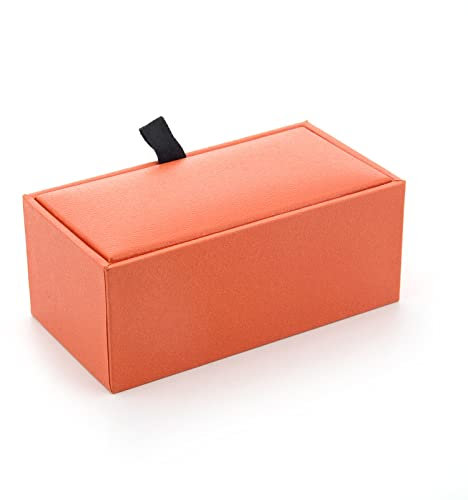 Stackers Joyero, Joyero for Hombres, Caja for Gemelos, Caja for Gemelos con Forro de Tapa, Caja de Embalaje for Gemelos de Terciopelo for Negocios de Bodas (Naranja, 8,5 x 4,7 x 3,8 cm)
