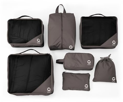 Hauptstadtkoffer - Packhilfe Organizer-Set 7 tlg. Koffer-Packtaschen RipStop wasserfest Suitcase Packing Bags for Travel Packwürfel Backpacking, Graphite